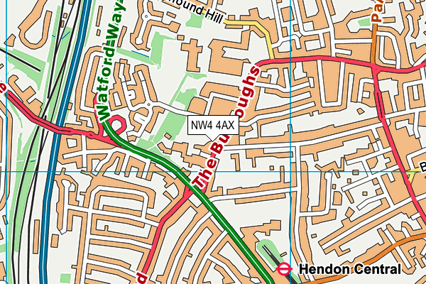 NW4 4AX map - OS VectorMap District (Ordnance Survey)