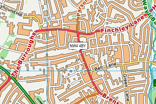 NW4 4BY map - OS VectorMap District (Ordnance Survey)