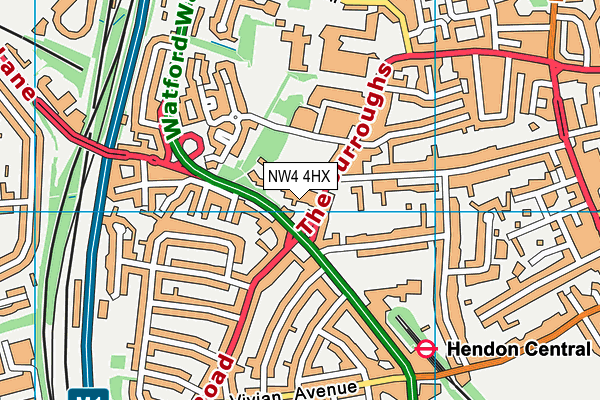 NW4 4HX map - OS VectorMap District (Ordnance Survey)