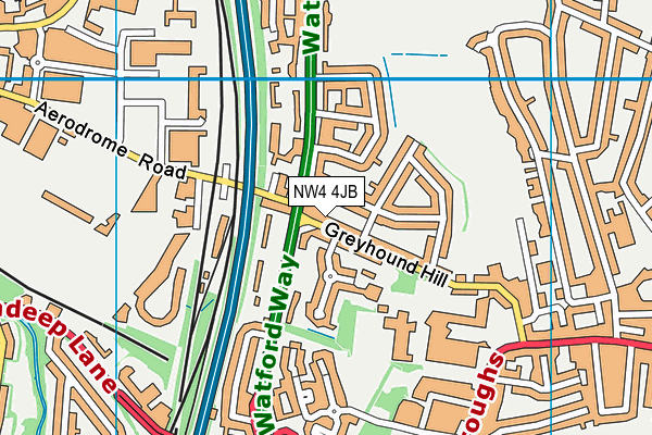 NW4 4JB map - OS VectorMap District (Ordnance Survey)