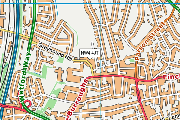 NW4 4JT map - OS VectorMap District (Ordnance Survey)