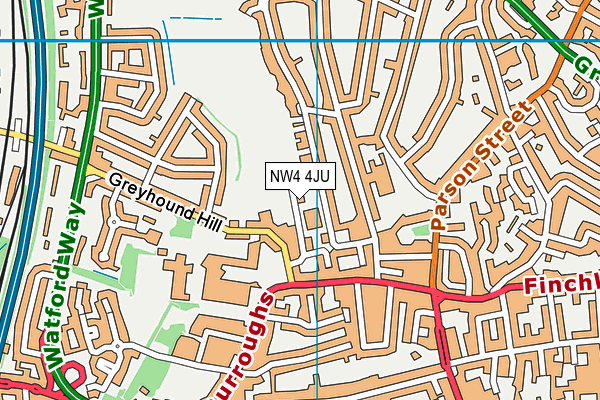 NW4 4JU map - OS VectorMap District (Ordnance Survey)