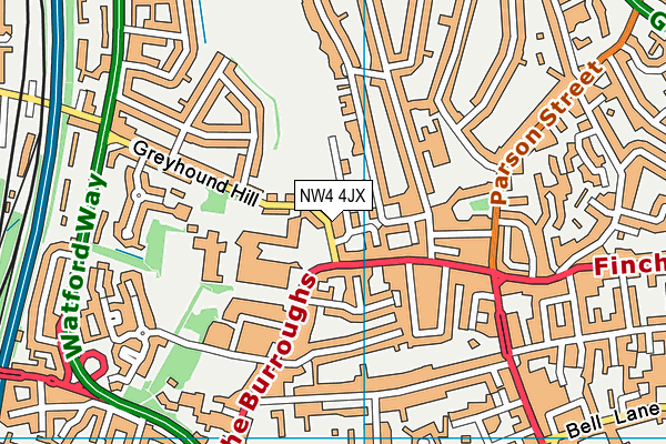 NW4 4JX map - OS VectorMap District (Ordnance Survey)