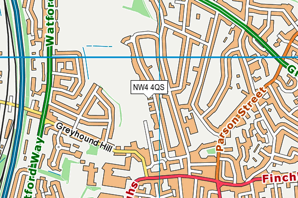 NW4 4QS map - OS VectorMap District (Ordnance Survey)