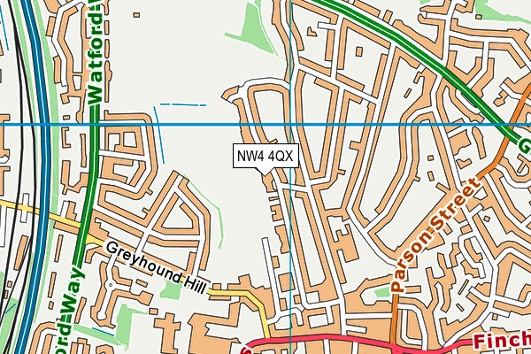 NW4 4QX map - OS VectorMap District (Ordnance Survey)