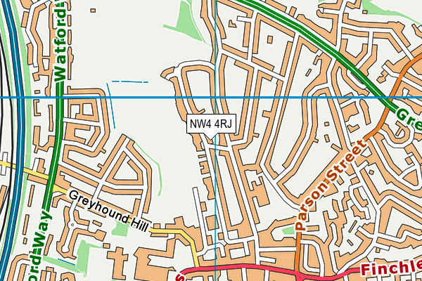 NW4 4RJ map - OS VectorMap District (Ordnance Survey)