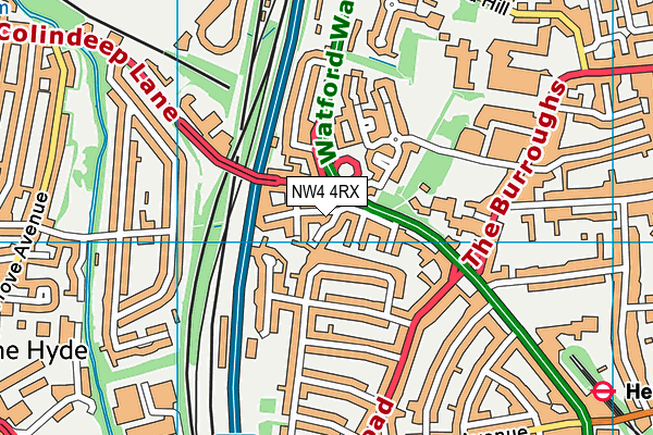 NW4 4RX map - OS VectorMap District (Ordnance Survey)