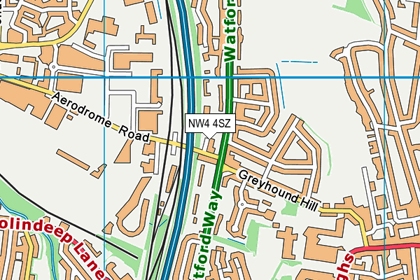 NW4 4SZ map - OS VectorMap District (Ordnance Survey)