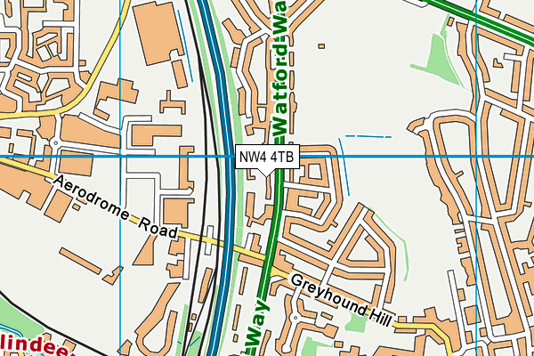 NW4 4TB map - OS VectorMap District (Ordnance Survey)