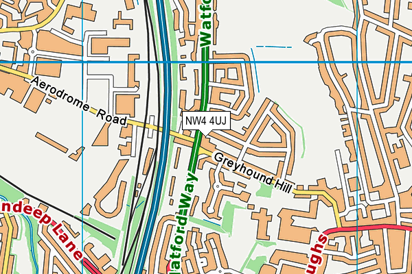NW4 4UJ map - OS VectorMap District (Ordnance Survey)