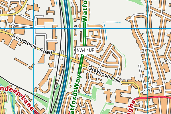 NW4 4UP map - OS VectorMap District (Ordnance Survey)