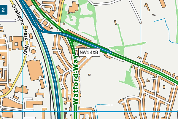 NW4 4XB map - OS VectorMap District (Ordnance Survey)