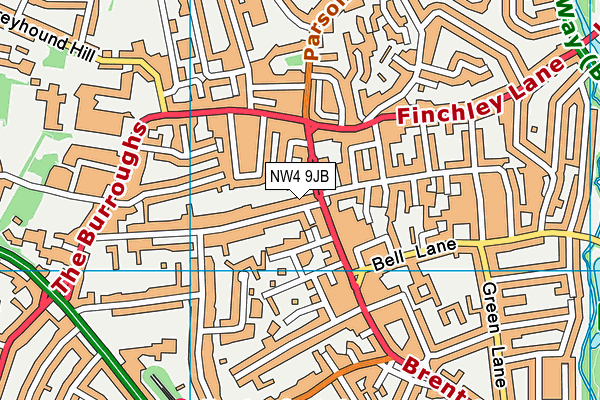 NW4 9JB map - OS VectorMap District (Ordnance Survey)