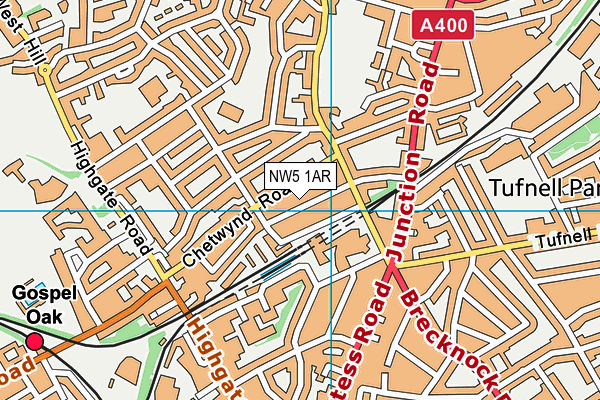 NW5 1AR map - OS VectorMap District (Ordnance Survey)