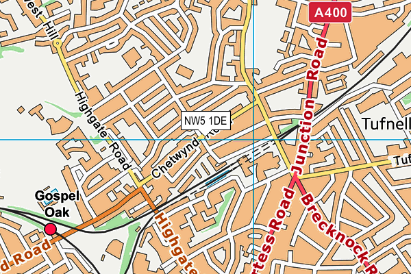 NW5 1DE map - OS VectorMap District (Ordnance Survey)