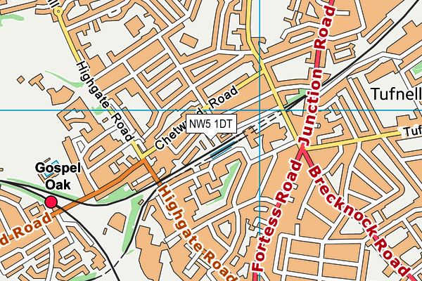 NW5 1DT map - OS VectorMap District (Ordnance Survey)