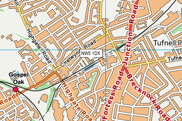 NW5 1DX map - OS VectorMap District (Ordnance Survey)