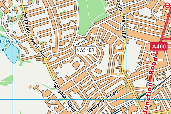 NW5 1ER map - OS VectorMap District (Ordnance Survey)