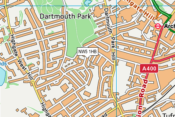 NW5 1HB map - OS VectorMap District (Ordnance Survey)