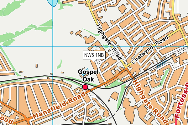 NW5 1NB map - OS VectorMap District (Ordnance Survey)