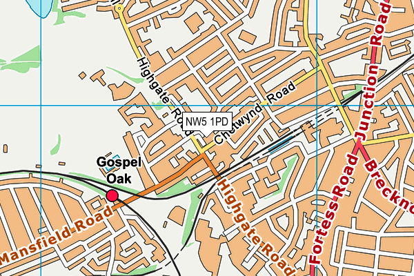 NW5 1PD map - OS VectorMap District (Ordnance Survey)