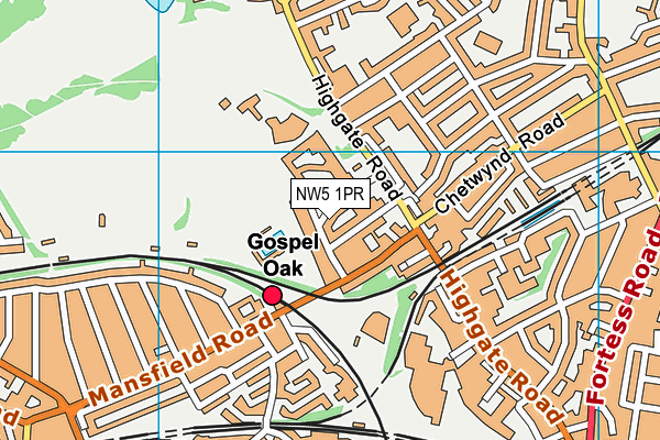 NW5 1PR map - OS VectorMap District (Ordnance Survey)