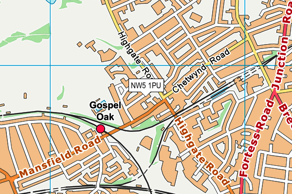 NW5 1PU map - OS VectorMap District (Ordnance Survey)