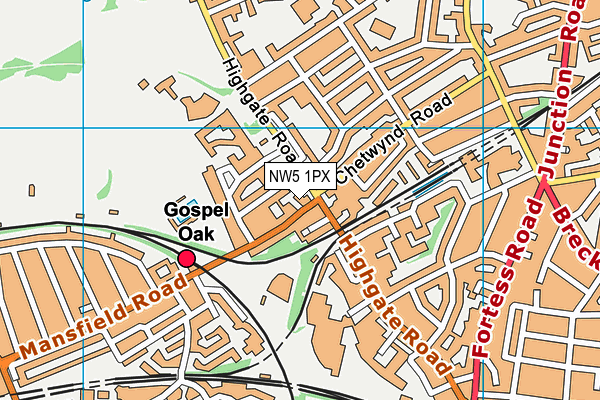 NW5 1PX map - OS VectorMap District (Ordnance Survey)