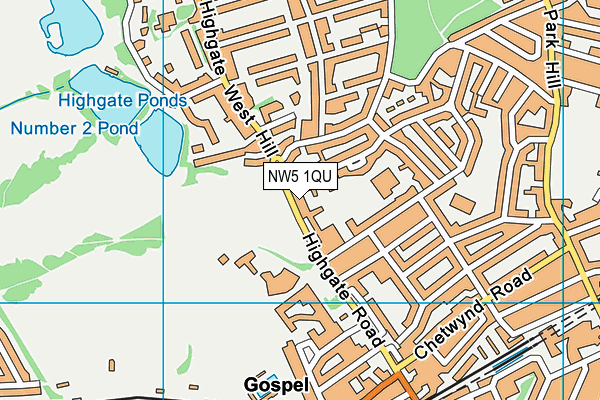 NW5 1QU map - OS VectorMap District (Ordnance Survey)