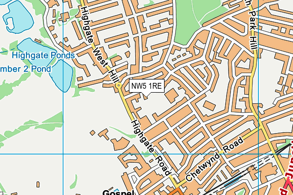 NW5 1RE map - OS VectorMap District (Ordnance Survey)
