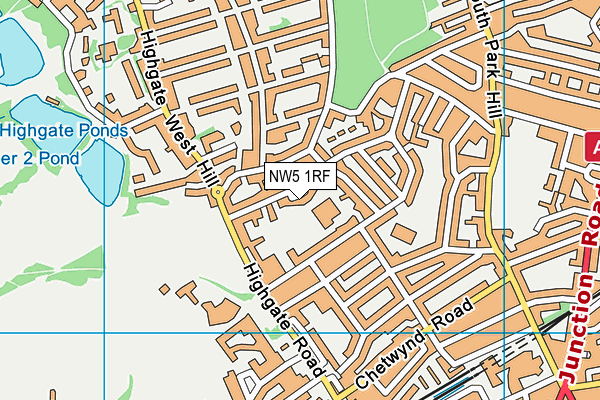 NW5 1RF map - OS VectorMap District (Ordnance Survey)