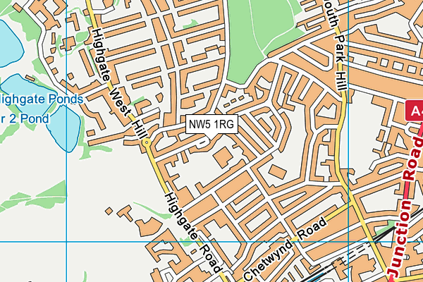 NW5 1RG map - OS VectorMap District (Ordnance Survey)