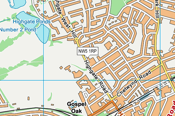 NW5 1RP map - OS VectorMap District (Ordnance Survey)