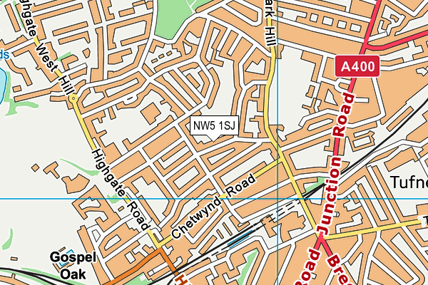 NW5 1SJ map - OS VectorMap District (Ordnance Survey)