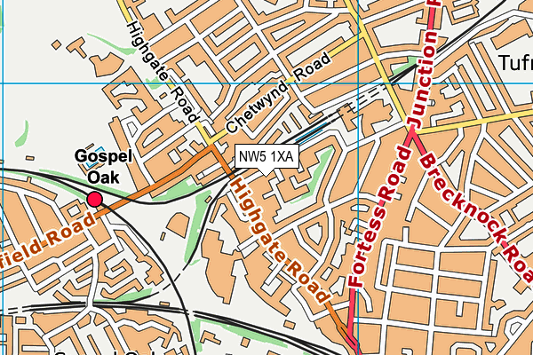 NW5 1XA map - OS VectorMap District (Ordnance Survey)
