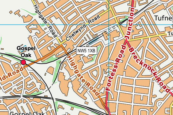 NW5 1XB map - OS VectorMap District (Ordnance Survey)