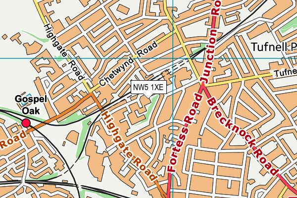 NW5 1XE map - OS VectorMap District (Ordnance Survey)