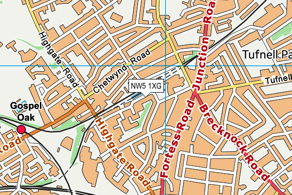 NW5 1XG map - OS VectorMap District (Ordnance Survey)