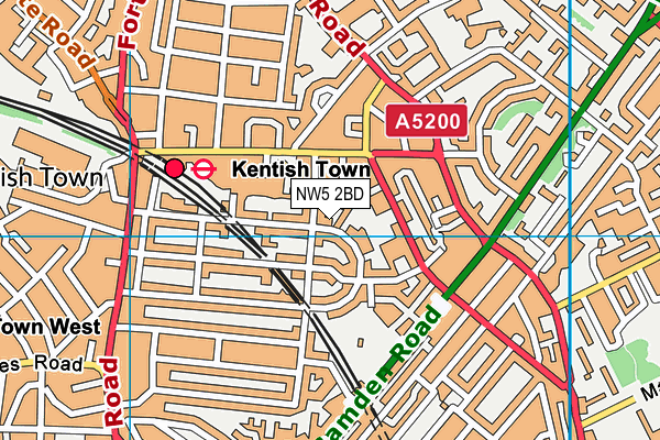 NW5 2BD map - OS VectorMap District (Ordnance Survey)