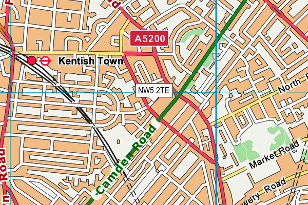 NW5 2TE map - OS VectorMap District (Ordnance Survey)