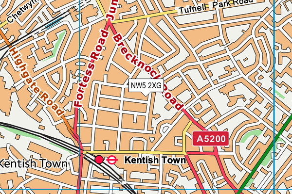 NW5 2XG map - OS VectorMap District (Ordnance Survey)