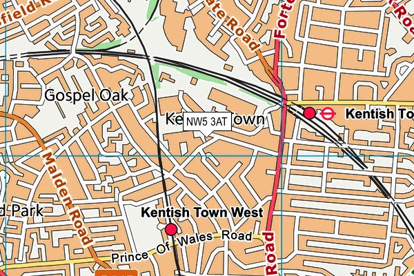 NW5 3AT map - OS VectorMap District (Ordnance Survey)