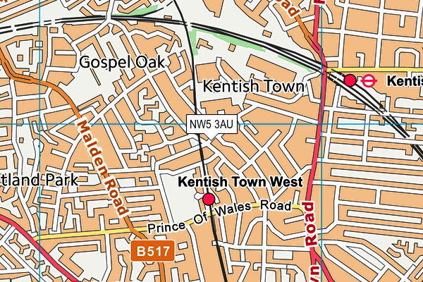 NW5 3AU map - OS VectorMap District (Ordnance Survey)