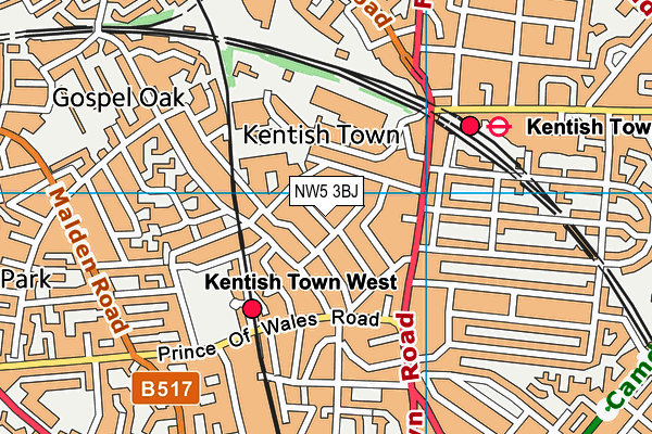 NW5 3BJ map - OS VectorMap District (Ordnance Survey)