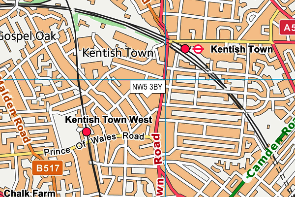 NW5 3BY map - OS VectorMap District (Ordnance Survey)