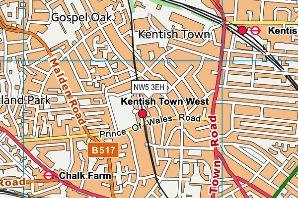 NW5 3EH map - OS VectorMap District (Ordnance Survey)