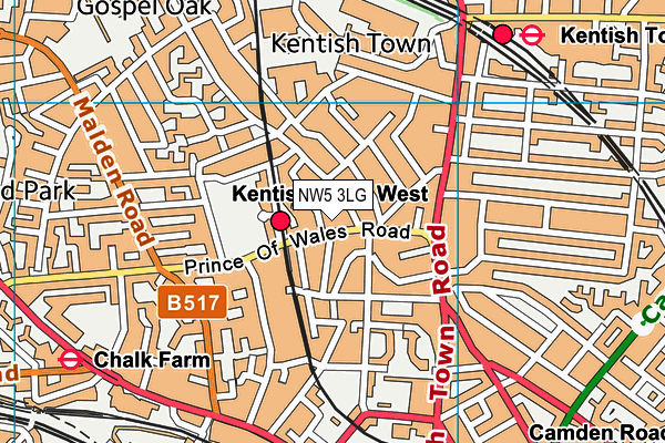 NW5 3LG map - OS VectorMap District (Ordnance Survey)