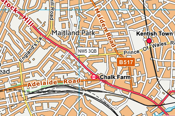 NW5 3QB map - OS VectorMap District (Ordnance Survey)