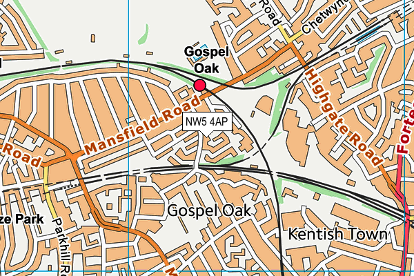 NW5 4AP map - OS VectorMap District (Ordnance Survey)