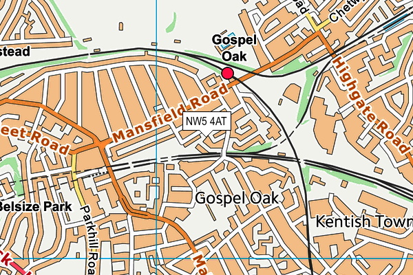 NW5 4AT map - OS VectorMap District (Ordnance Survey)